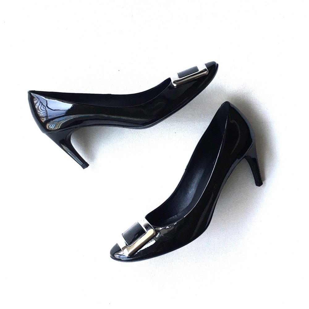 Roger Vivier black patent signature buckle heels Size 39